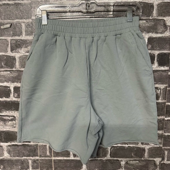 Meshki Pants - Meshki lounge sweat shorts light blue green pockets cut off
